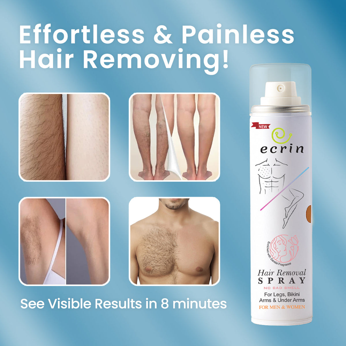 New Ecrin Hair Removal Foaming Spray (200ml) (Pack of 2)