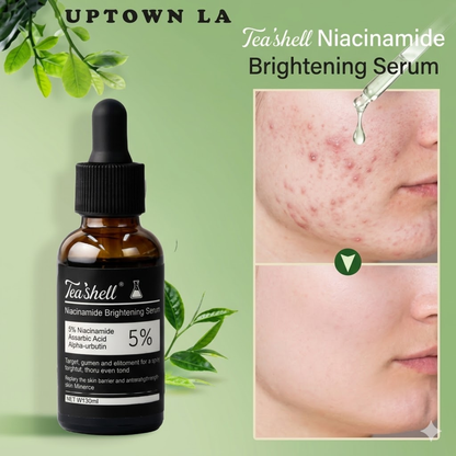 Teashell Niacinamide Brightening Serum | 5% Niacinamide + Alpha-Arbutin + Ascorbyl Acid | Fades Dark Spots, Evens Skin Tone & Boosts Glow (Buy 1 Get 1 Free)