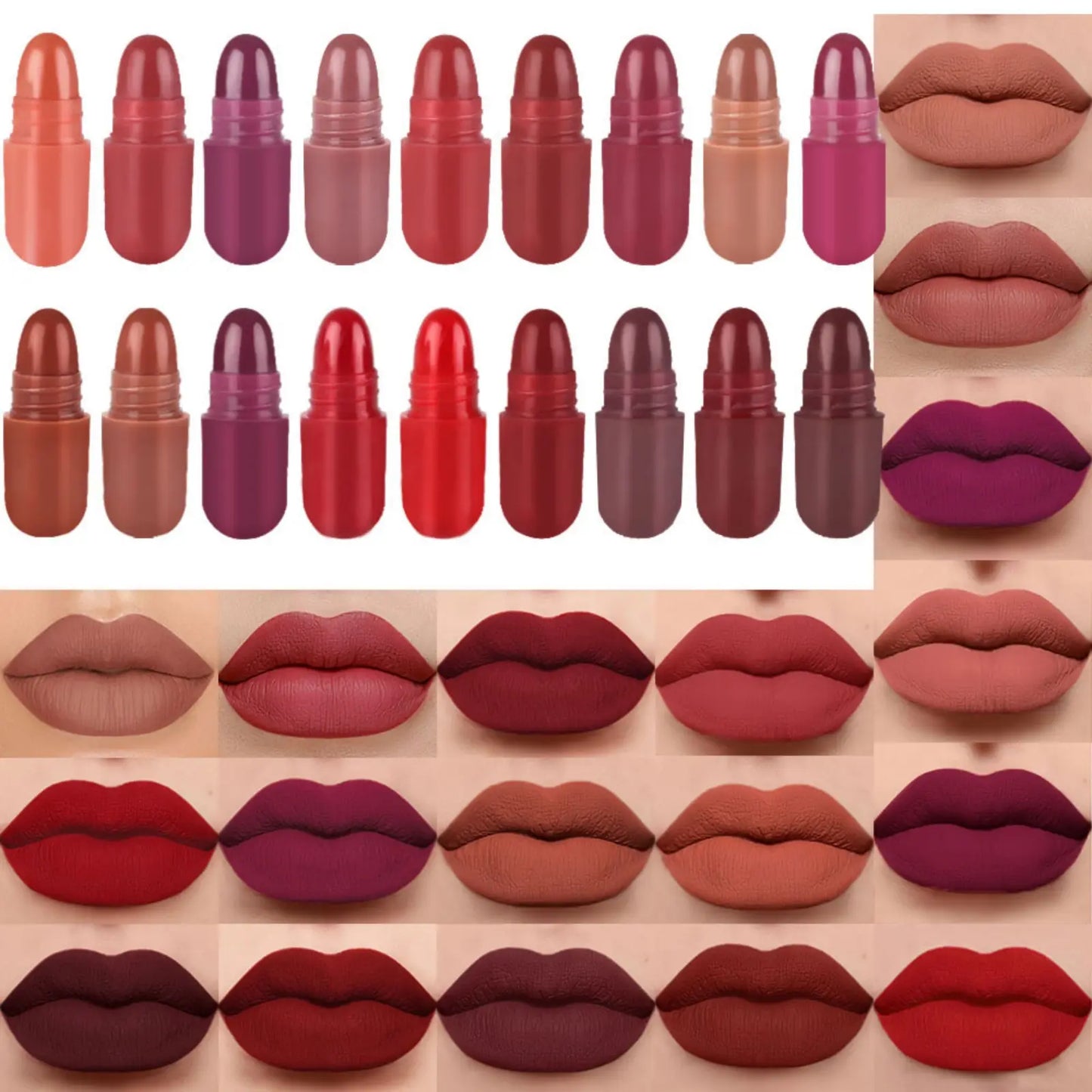 18-Color Capsule Mini Lipstick Pods (Travel Size)