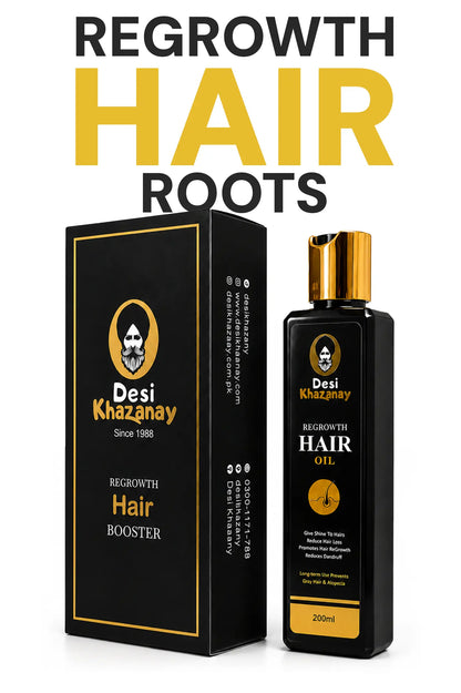 Best Hair Oil in Pakistan – Desi Khazanay Regrowth Hair Oil (Buy 1 Get 1 Free)