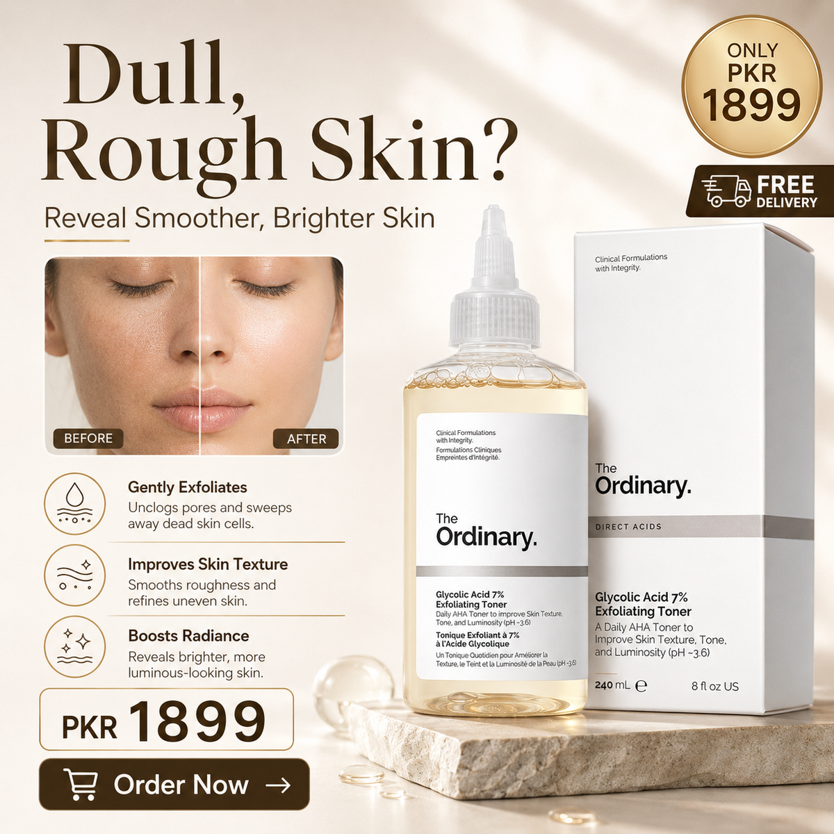 The Ordinary Glycolic Acid 7% Exfoliating Toner – 240ml