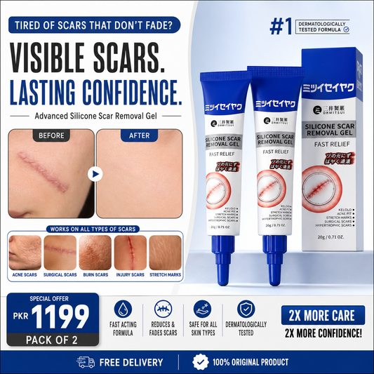Silicone Scar Removal Gel – Advanced Scar Repair Cream for Acne, Surgery, Burn & Stretch Marks (20g)