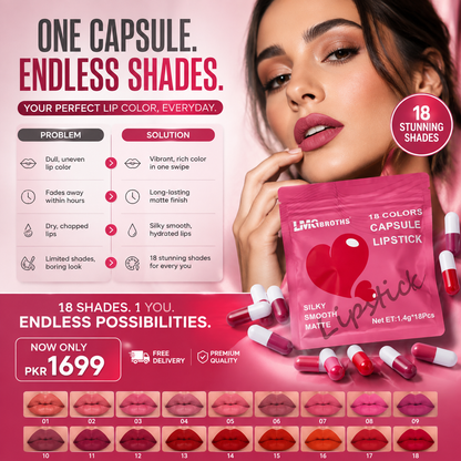 18-Color Capsule Mini Lipstick Pods (Travel Size)