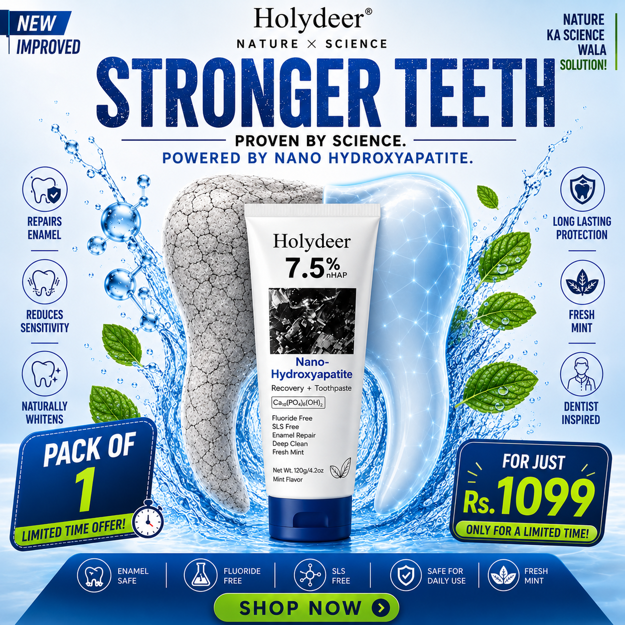 Holydeer Nano Hydroxyapatite Toothpaste Pack of 1